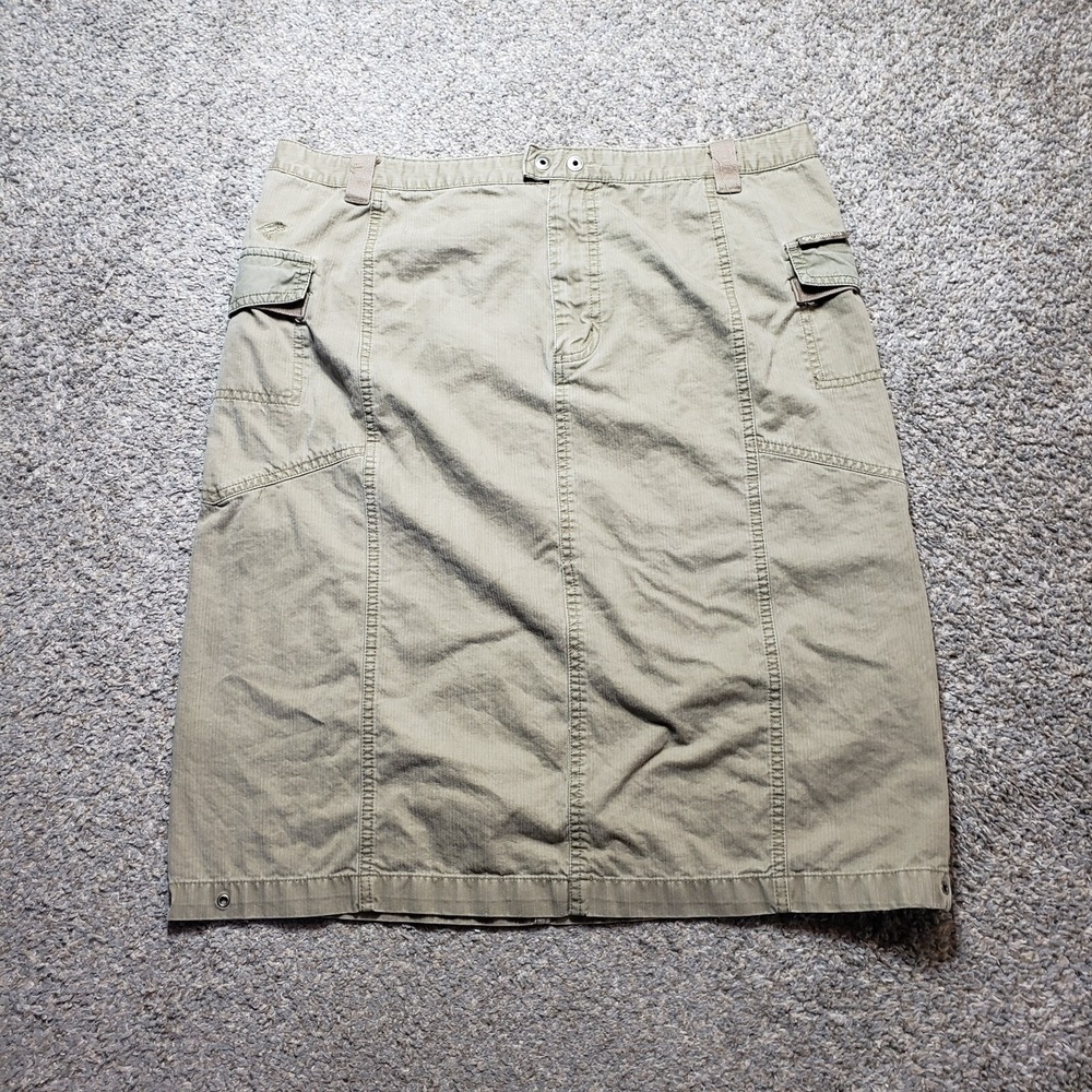 Columbia Skirt Womens 16 Brown Khaki Midi Snap Closure Side Zip Pockets Outdoors